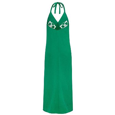 Lascana Women's Halter Neck Embroidered Maxi Dress