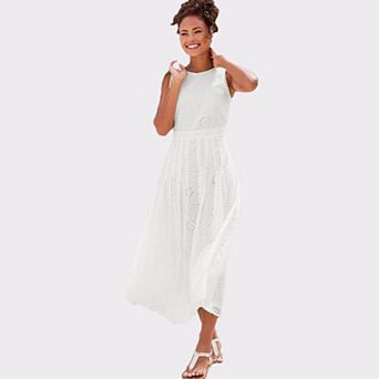 Lascana Women's Sleeveless Eyelet Maxi Dress