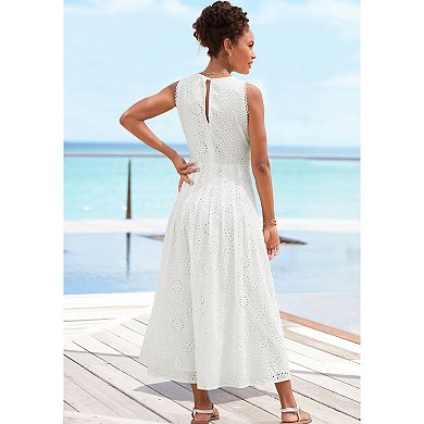 Lascana Women's Sleeveless Eyelet Maxi Dress