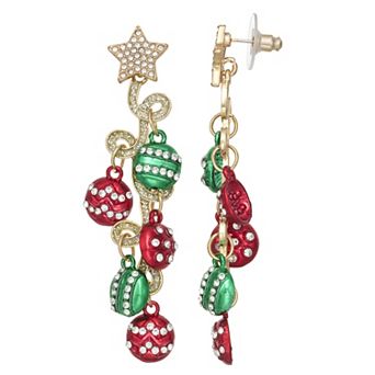 Rhinestone Ornament Gold Tone Polished Chandelier Post Earrings