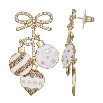 Gold Tone Ornaments Polished Dangle Earrings