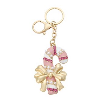 Gold Tone Candy Cane Bag Charm