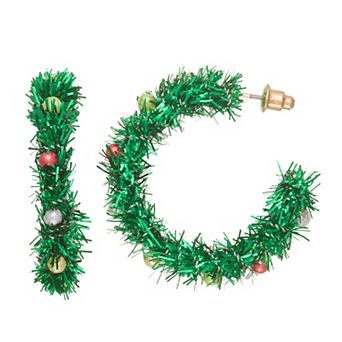 Gold Tone Tinsel Wreath Earrings