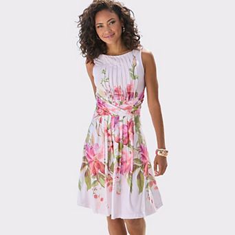 Lascana Women's Pleated Floral Dress