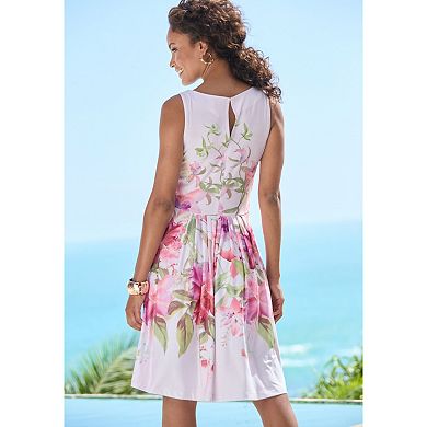 Lascana Women's Pleated Floral Dress