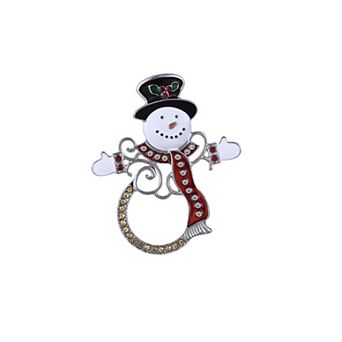 Enamel & Stone Cutout Snowman Holiday Pin