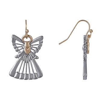 Two Tone Cutout Angel Fishhook Earrings