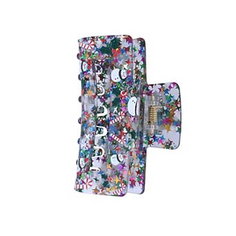 Acrylic Multi-Colored Christmas Print Claw Hair Clip