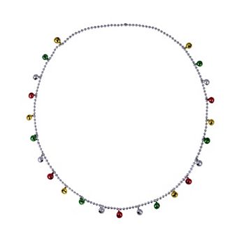 Silver Tone Acrylic Jingle Bell Ball Chain Necklace