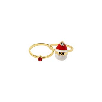 Gold Tone Santa Resin Ring Set