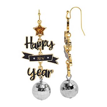 Two-Tone New Year's Eve Disco Ball Fishhook Earrings