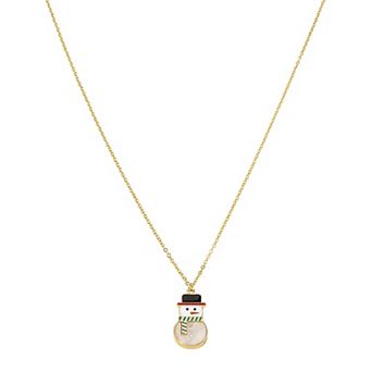 Gold-Tone Snowman Pendant Necklace