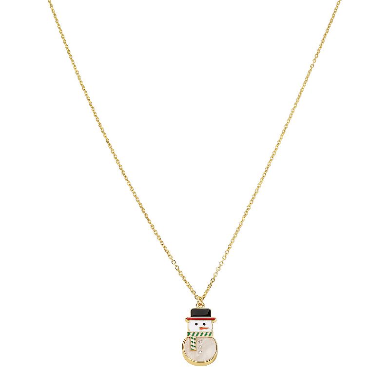 Gold-Tone Snowman Pendant Necklace
