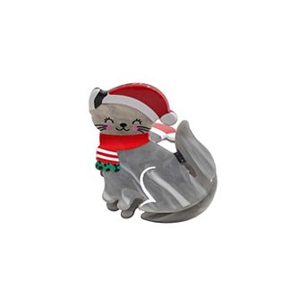 Gold-Tone Christmas Cat Hair Claw Clip