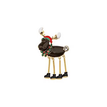 Gold-Tone Holiday Moose Pin