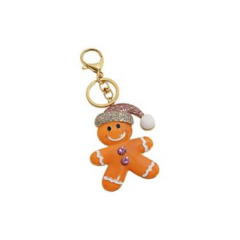 Gold-Tone Pink Gingerbread Bag Charm
