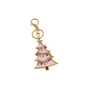 Gold-Tone Pink Tree Bag Charm