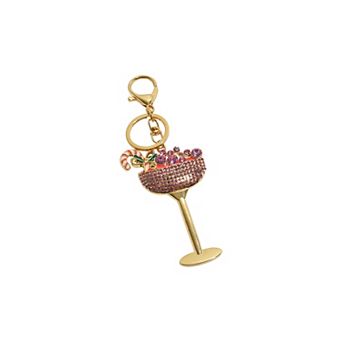 Gold-Tone Pink Martini Bag Charm