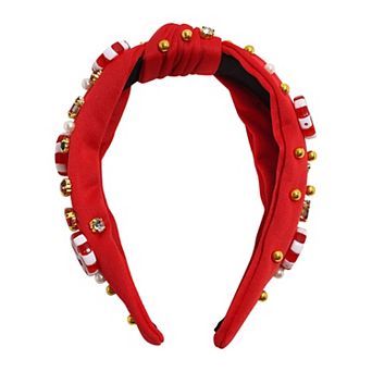 Red Holiday Knotted Embellished Headband