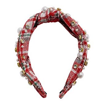 Plaid Holiday Knotted Embellished Headband