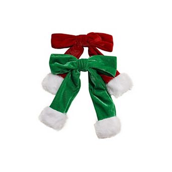 2 pc Silver-Tone Holiday Bow Clip Set