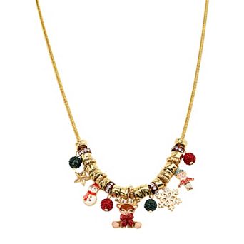 Gold-Tone Reindeer Charm Necklace