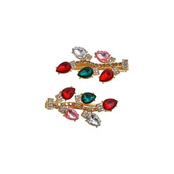 Gold-Tone 2 pc Pave Lights Hair Clip Set