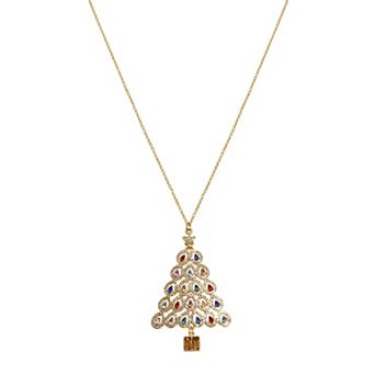 Gold-Tone Holiday Tree Pendant Necklace