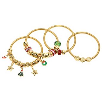 4 pc Gold-Tone Stretch Charm Bracelet Set