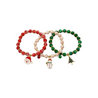 3 pc Gold-Tone Marble Holiday Bracelet Set