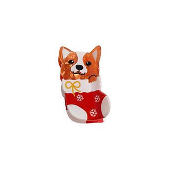 Gold-Tone Corgi Stocking Hair Claw Clip
