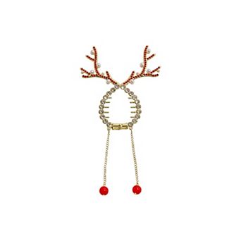 Gold-Tone Rhinestone Reindeer Hair Claw Clip