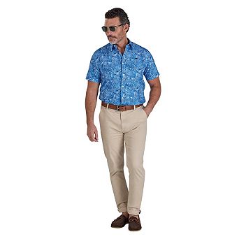 Raging Bull Mens Bali Palm Linen Short-Sleeved Shirt