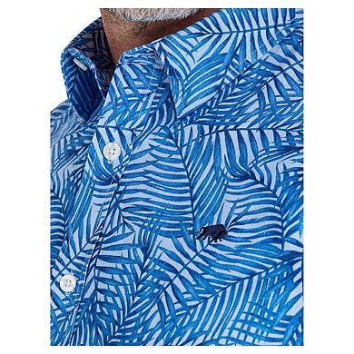 Raging Bull Mens Bali Palm Linen Short-Sleeved Shirt