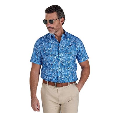 Raging Bull Mens Bali Palm Linen Short-Sleeved Shirt