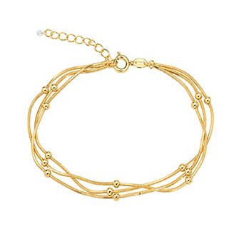 PRIMROSE 14k Gold Flash Plated Cubic Zirconia Polished Round Station Bracelet