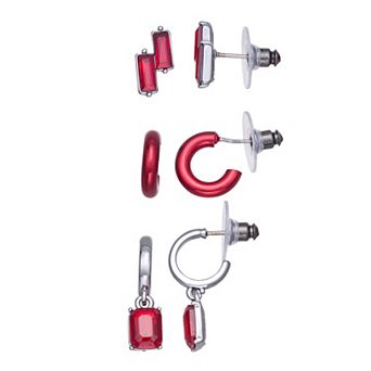 Simply Vera Vera Wang Jet Tone Simulated Stone 3-Pair Stud & Hoop Earring Set