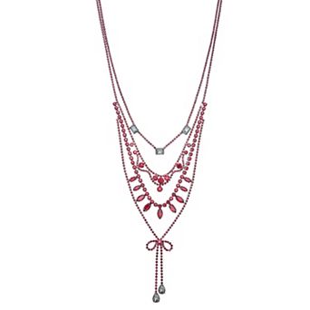 Simply Vera Vera Wang Jet Tone Statement Bow Multi Row Necklace