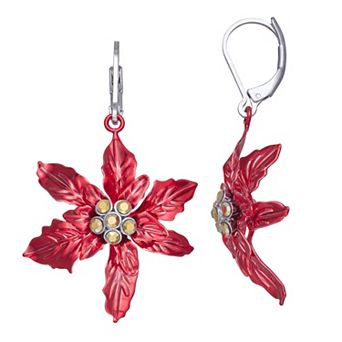 Simply Vera Vera Wang Jet Tone Leverback Poinsettia Drop Earrings