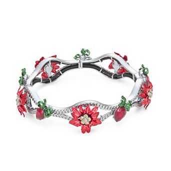 Simply Vera Vera Wang Jet Tone Poinsettia Stretch Bracelet