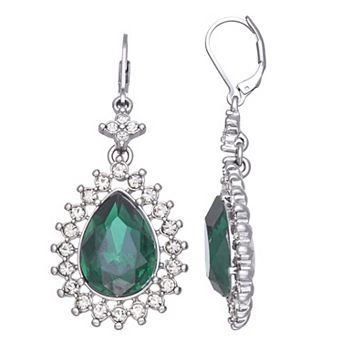 Simply Vera Vera Wang Jet Tone Leverback Halo Drop Earrings