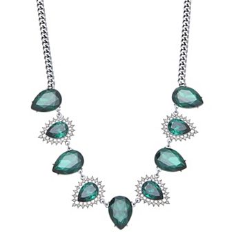 Simply Vera Vera Wang Jet Tone Halo Simulated Stone Frontal Necklace