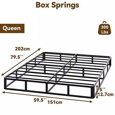Maxspeed 5 Inch Queen Size Bed Frame Box Spring with Fabric Cover, Metal Mattress Foundation