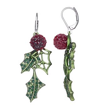 Simply Vera Vera Wang Jet Tone Leverback Mistletoe Drop Earrings