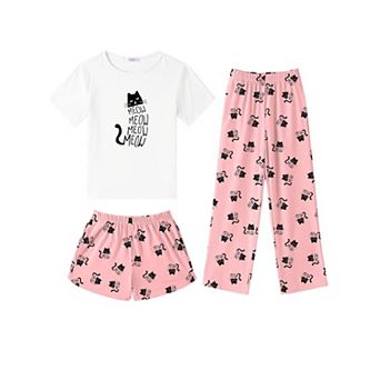 Arshiner Girls Pajama Set Piece Short Sleeve Sleepwear Summer Soft Cute Pajamas Outfits