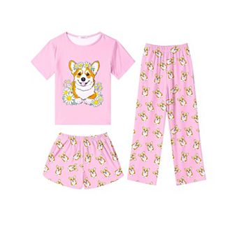 Arshiner Girls Pajama Set Piece Short Sleeve Sleepwear Summer Soft Cute Pajamas Outfits