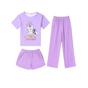 Arshiner Girls Pajama Set Piece Short Sleeve Sleepwear Summer Soft Cute Pajamas Outfits