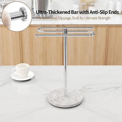 S Shape Freestanding Hand Towel Holder, Marble Base Rustproof Stainless Steel for Bathroom Kitchen