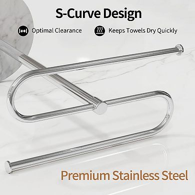 S Shape Freestanding Hand Towel Holder, Marble Base Rustproof Stainless Steel for Bathroom Kitchen