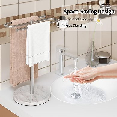S Shape Freestanding Hand Towel Holder, Marble Base Rustproof Stainless Steel for Bathroom Kitchen
